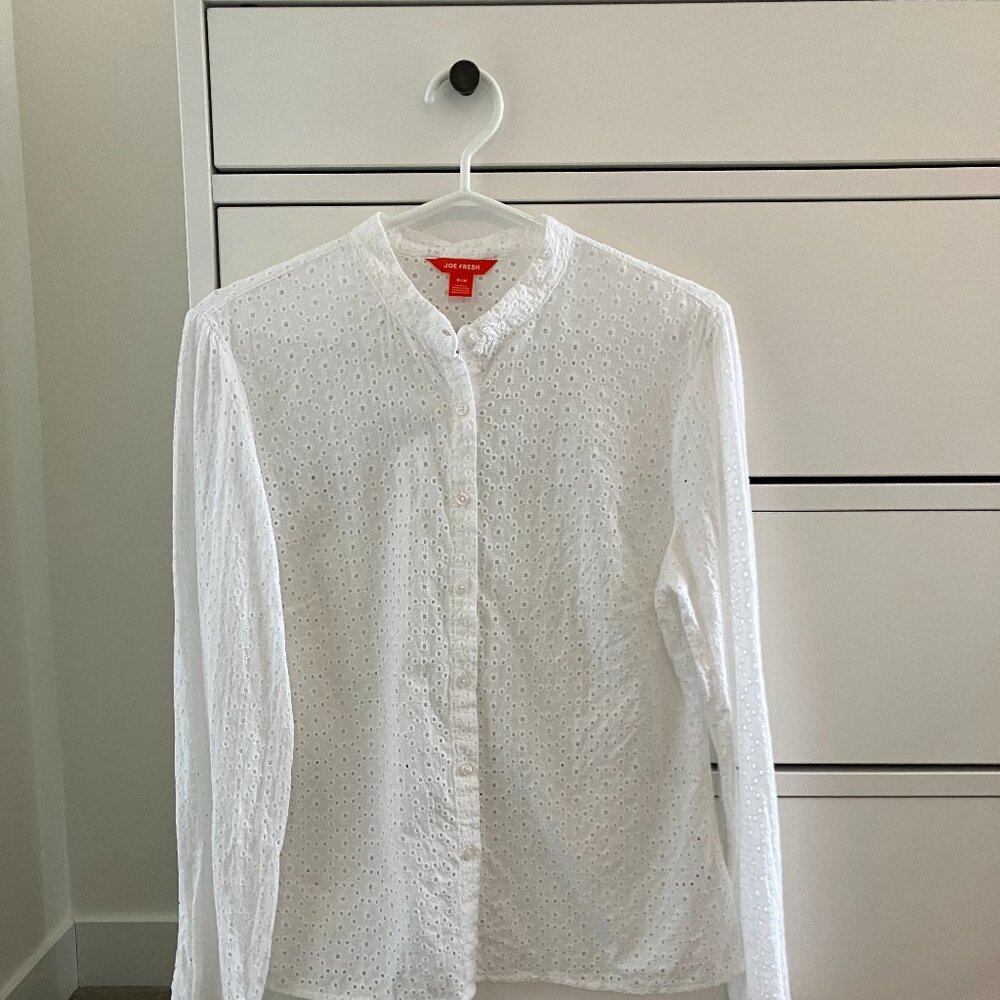 White Eyelet 100% Cotton Shirt - M